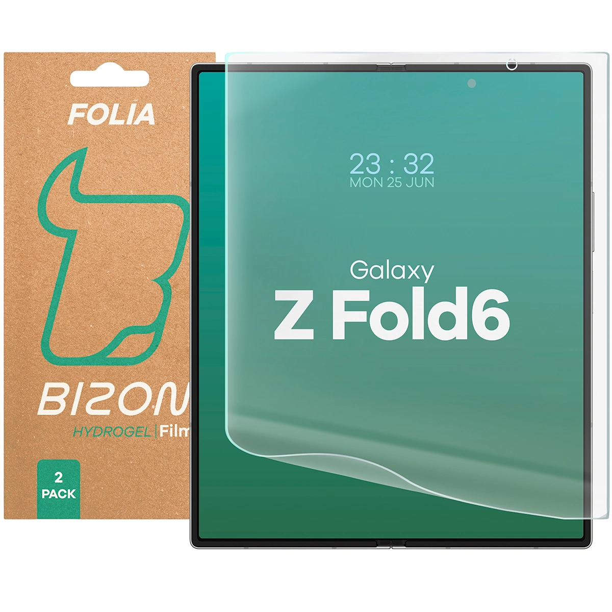 Pudełko i folia hydrożelowa na środkowy ekran Bizon Film Hydrogel Mid Duo do Galaxy Z Fold6